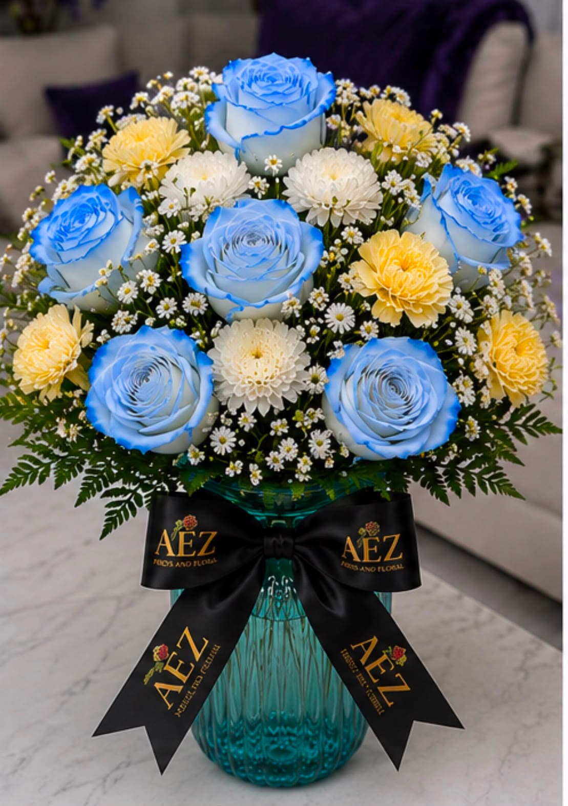 Blue Serenity Rose Bouquet