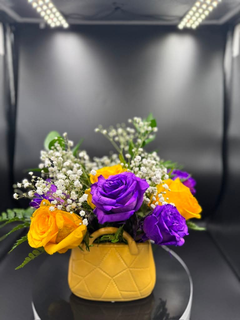 Purple & Gold Rose Tote