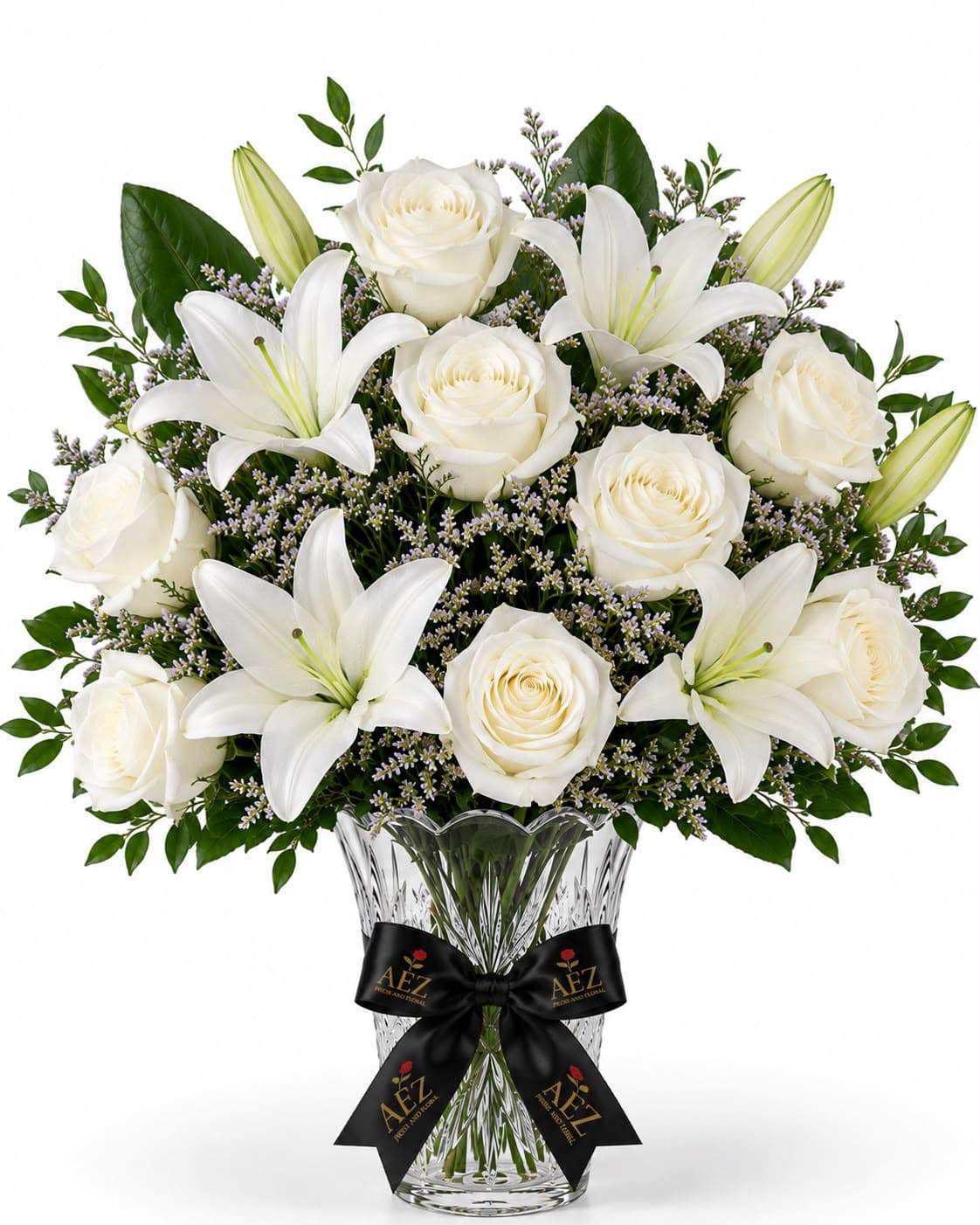 Heavenly White Lily & Rose Vase