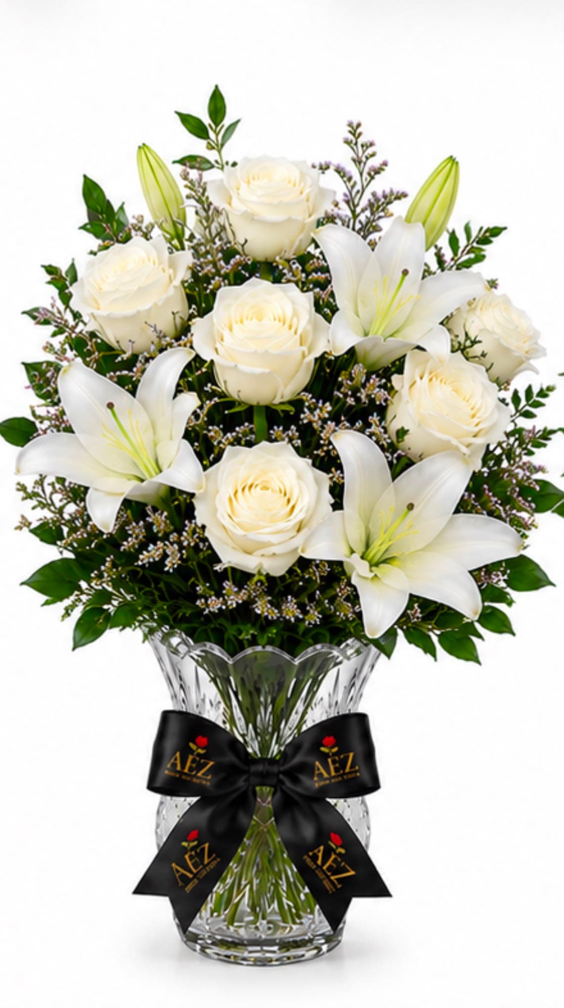Pure Elegance Rose & Lily Vase