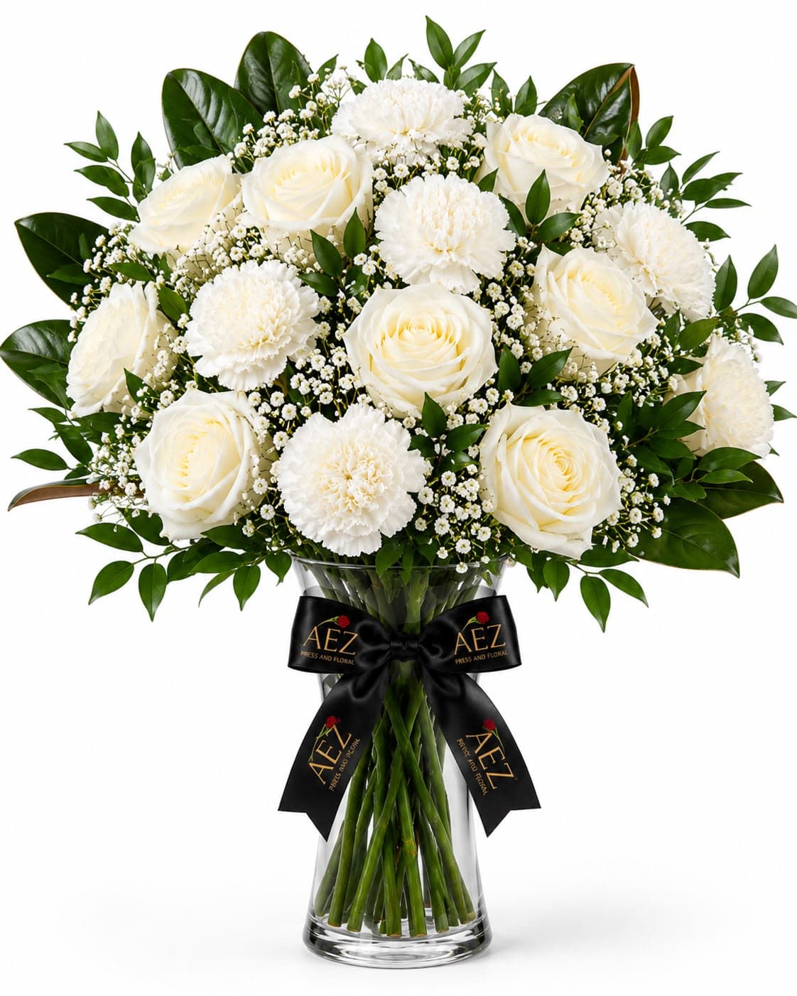 Snowfall Rose & Carnation Vase