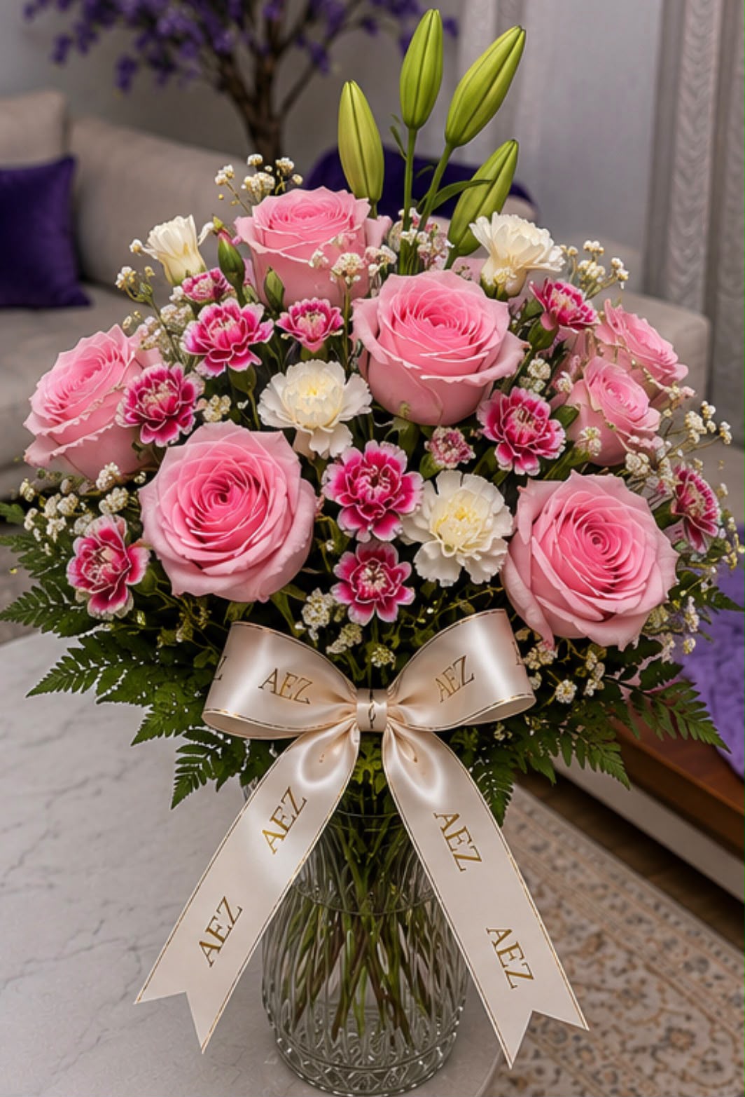 Blush roses for a 10th anniversary surprise