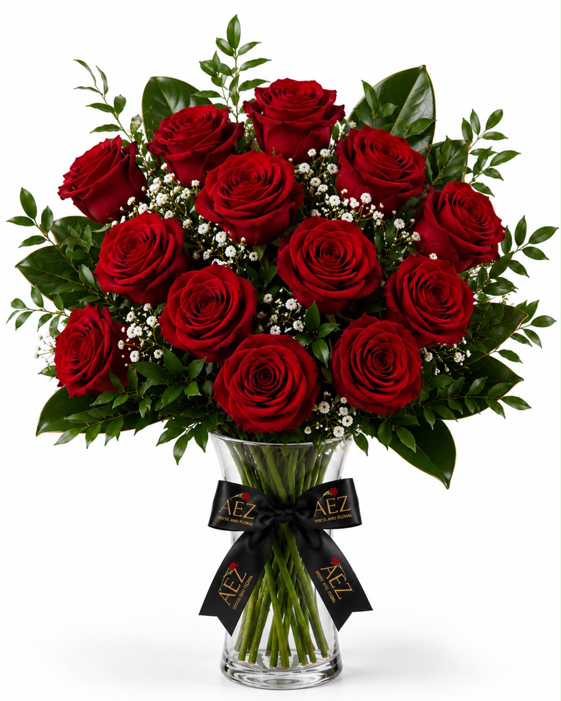 Deep crimson roses for an anniversary dinner
