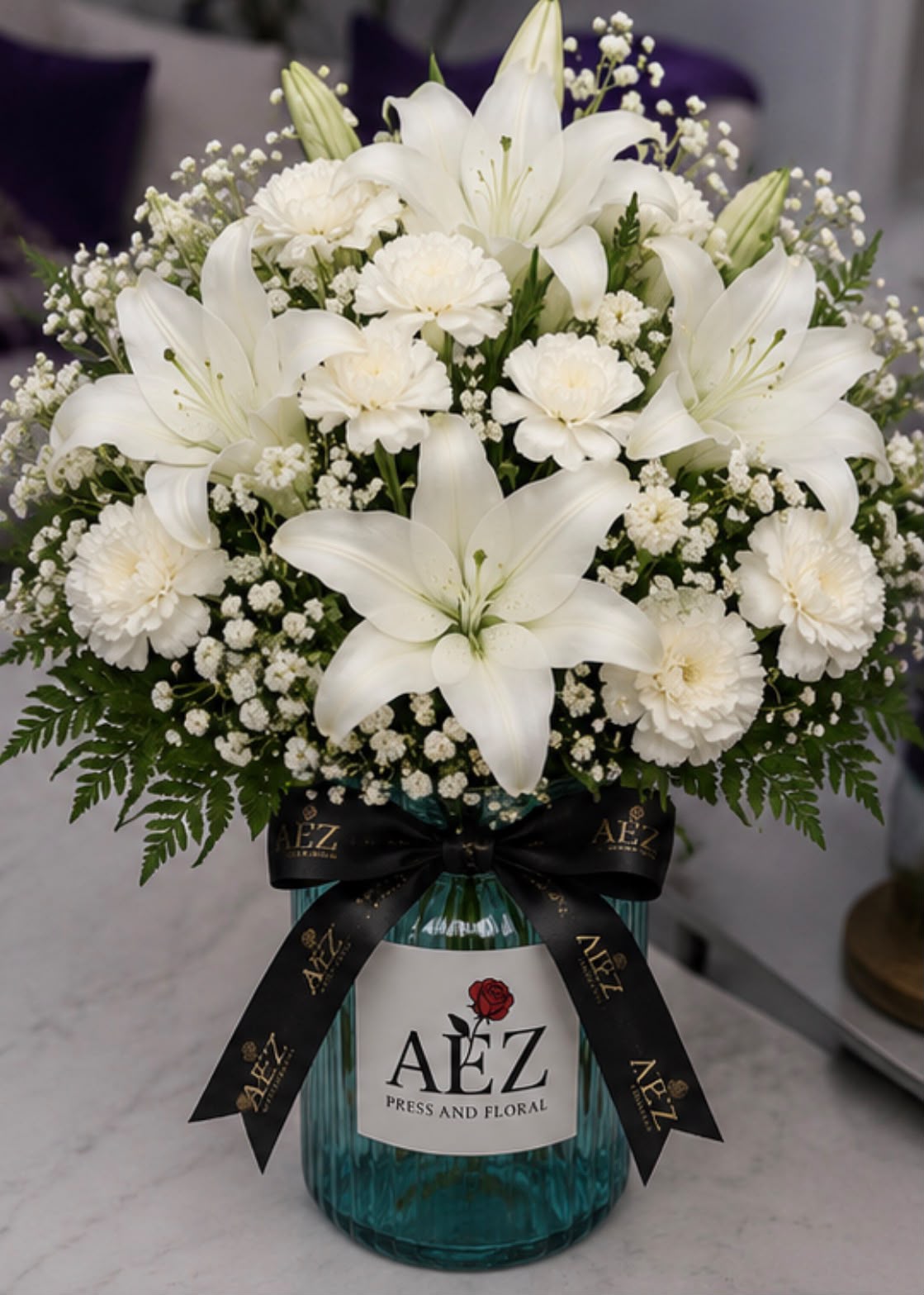 Serene white lilies in loving remembrance