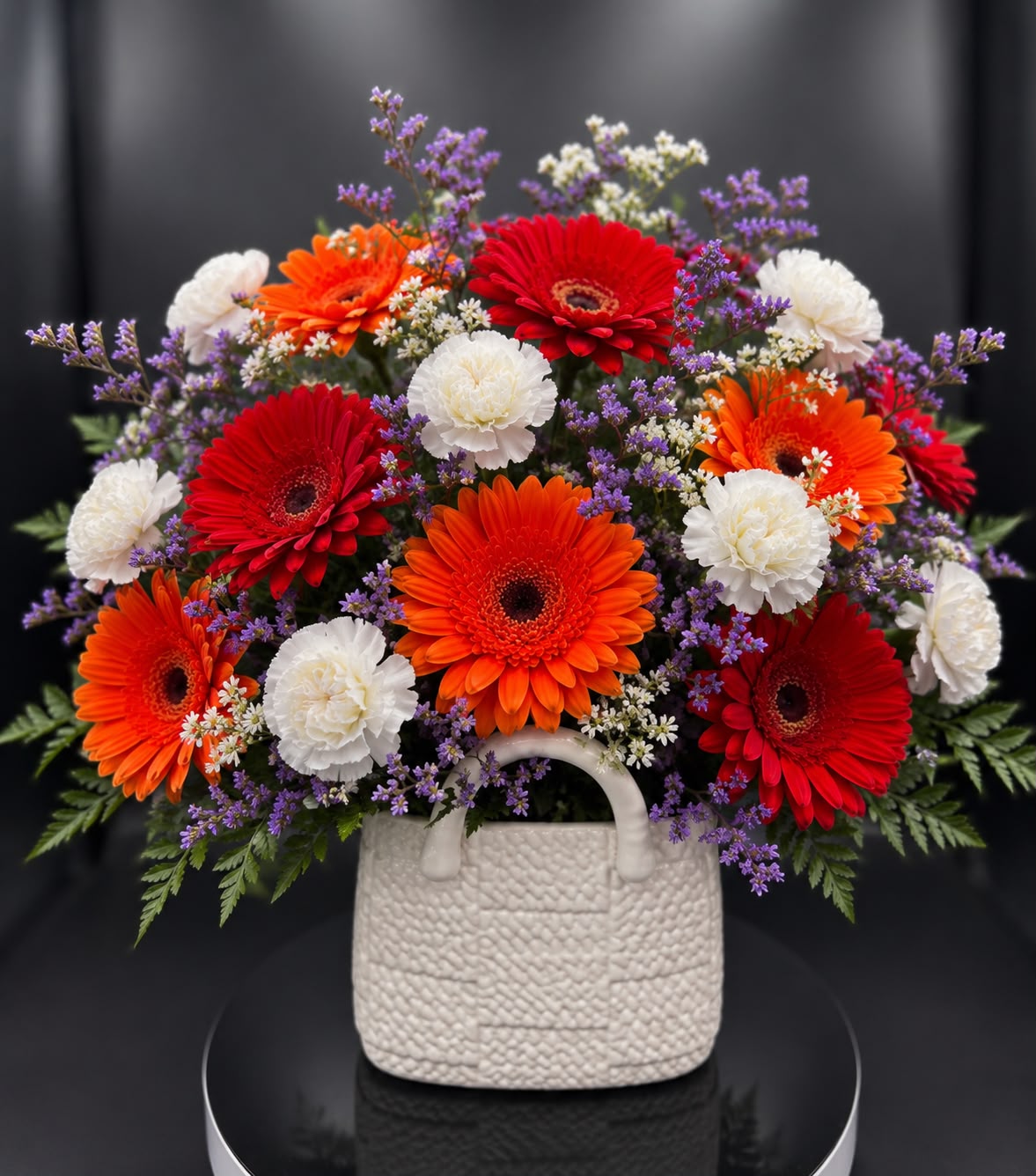 Cheerful gerbera basket to brighten a birthday